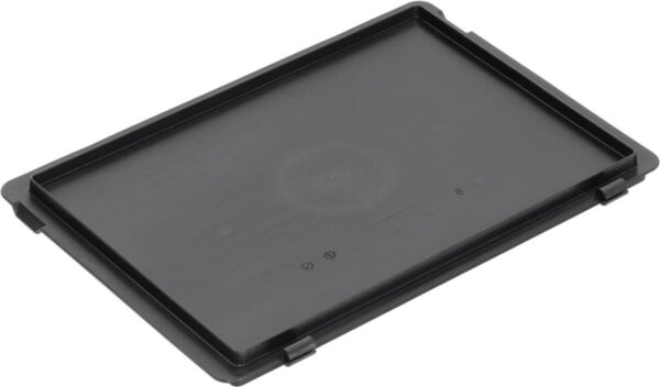 The image shows a rectangular, flat black plate with no discernible patterns or texts. The edges are slightly raised, and the surface is smooth. Ideal for various storage purposes.