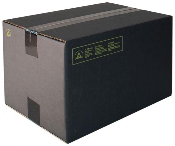 It is a rectangular, black cardboard box. The front features an inscription in yellow lettering. The cardboard appears sturdy and has a smooth, matte surface.