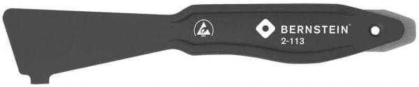 The image shows a black spatula with a wide, flat blade and an ergonomic handle. The blade is printed with "BERNSTEIN 2-113".