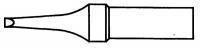 The image shows a simple drawing of a pencil or a marker. The body is long and cylindrical, with a pointed, conical tip at the end.