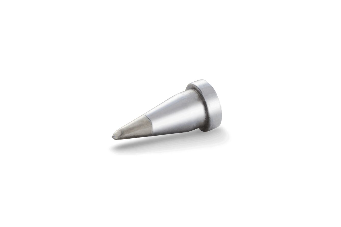 The image shows a metallic pointed cone that is wider at the base and tapers towards the top. The surface is shiny and reflects light, giving it a smooth appearance.