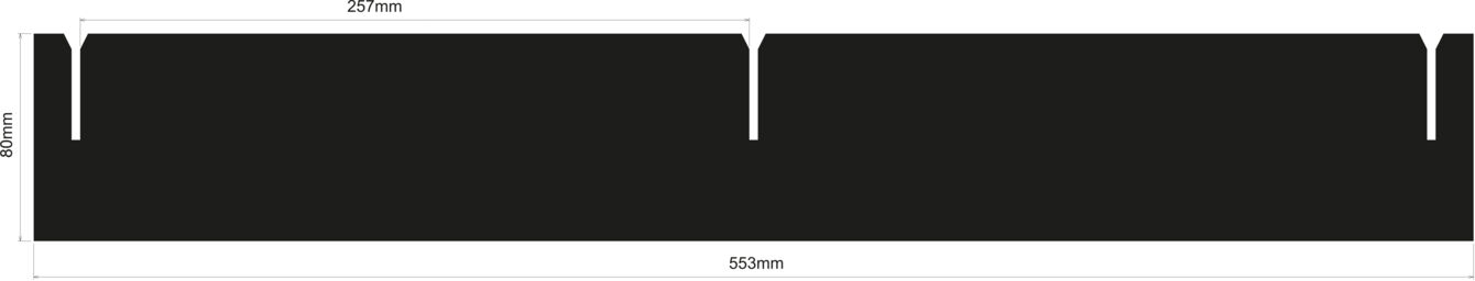 The image shows a black area with two vertical slits that are evenly arranged. The dimensions are given in meters: 270 cm height, 5000 cm width.