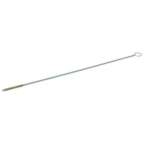 The image shows a long, thin metal rod with a spiral end and a loop at the other end. It appears sturdy and could be used for securing or screwing into the ground.