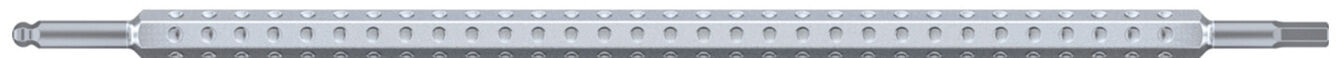 The image shows a long, cylindrical roll with a smooth, silver surface. It has solid ends and is equipped with fine grooves.