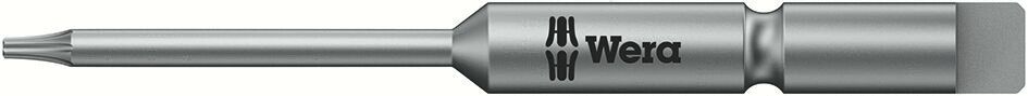 The image shows a screwdriver with a long, narrow metal head and a flat handle. The handle has the "Wera" logo engraved on it and is overall silver.