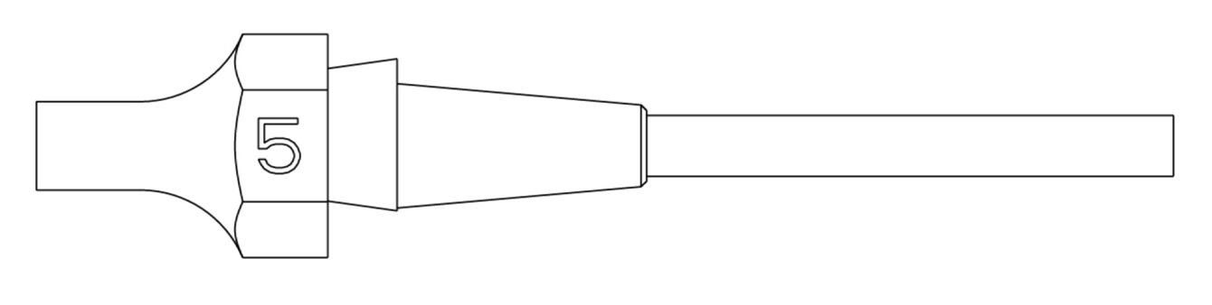 The image shows a screwdriver with a slim, long handle and a properly shaped blade that bears the number 5. The handle is slightly wider and has a distinct shape.