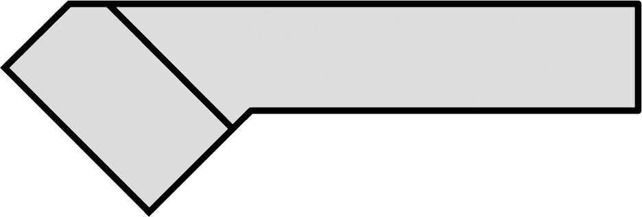 The image shows a gray, rectangular shape with a corner bent to the left. The outline is thick and black, while the inside area is gray.