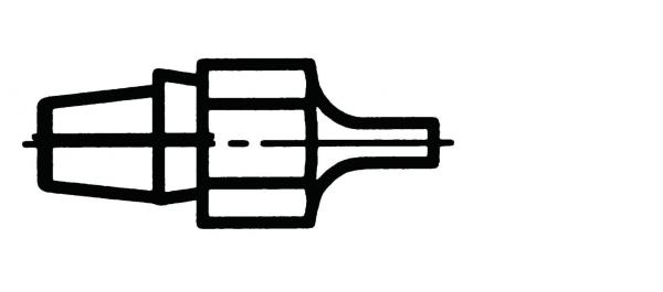 The image shows a schematic representation of a cylinder with a wider, conical upper part and a narrower, straight lower end. It has clear, defined lines.