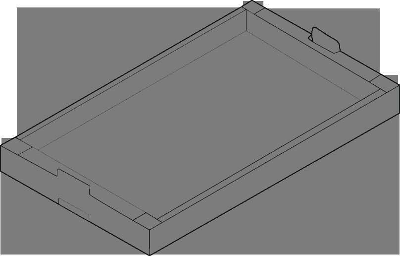 The image shows a rectangular, flat platform with slightly raised edges. It has openings or notches on the sides, which may be used for handling or mounting.