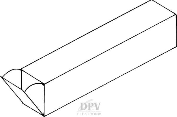 The image shows a rectangular prism with rounded ends. The top is flat, and the ends are greatly flattened by a diagonally oriented line.